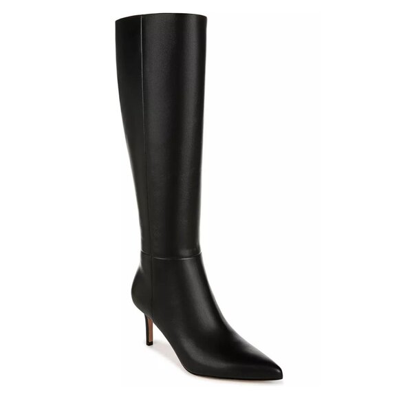 $750 Veronica Beard Lisa 105 MM Knee High Boot BLACK LEATHER POINTED 10 (MF25)